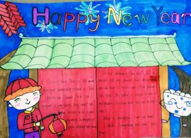 五年级新年快乐英语手抄报图片简单又漂亮（精
