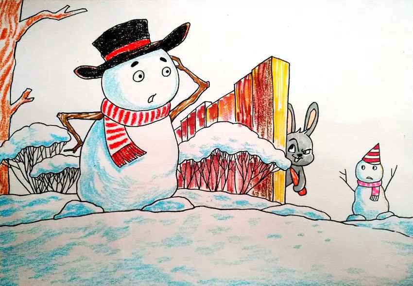 冬季题材少儿美术课程《谁动了雪人的鼻子》