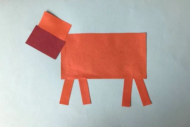 创意几何图形拼贴画：用矩形拼成一头牛(步骤图解)