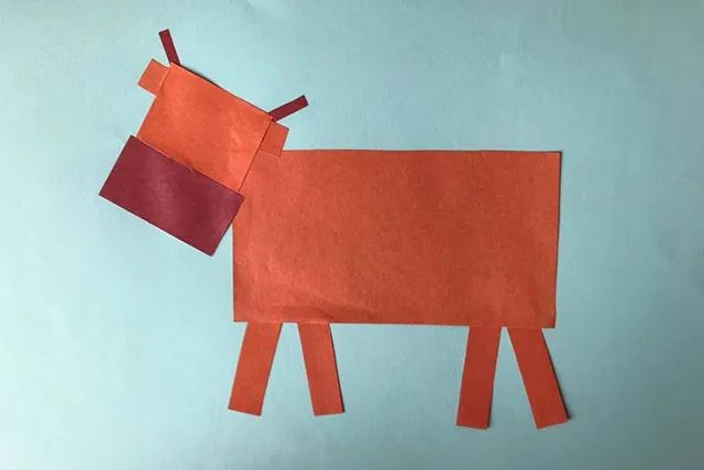 创意几何图形拼贴画：用矩形拼成一头牛(步骤图解)