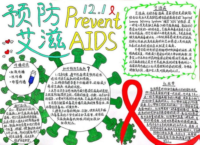 防艾宣传手抄报图片简单又漂亮