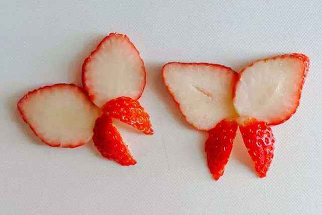 儿童简单好看的水果拼盘：草莓创意拼盘蝴蝶