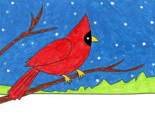 冬天的小鸟儿简笔画怎么画