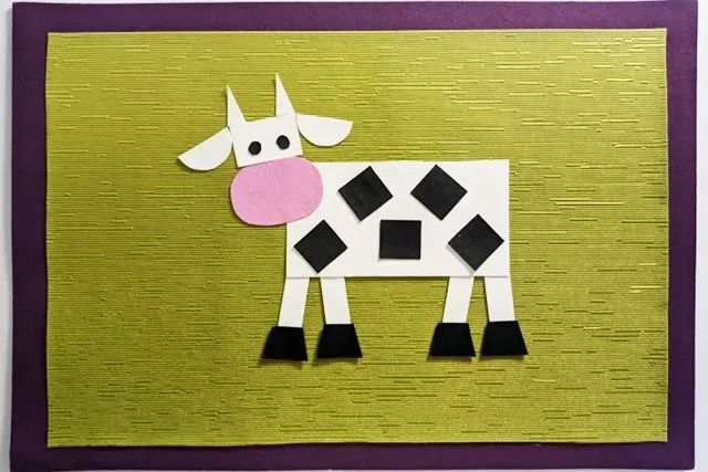 创意几何图形拼贴画：制作拼贴画快乐的奶牛(步骤图解)