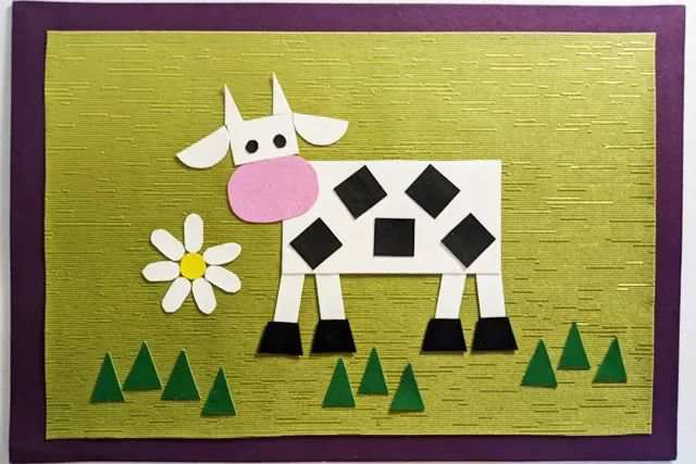 创意几何图形拼贴画：制作拼贴画快乐的奶牛(步骤图解)