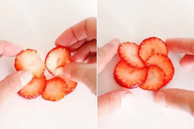 水果拼盘图片简单好看：草莓制作水果拼盘花朵(步骤图解)