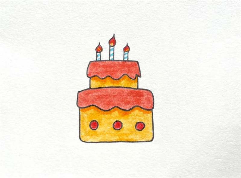 生日蛋糕简笔画图片教程简单又好看