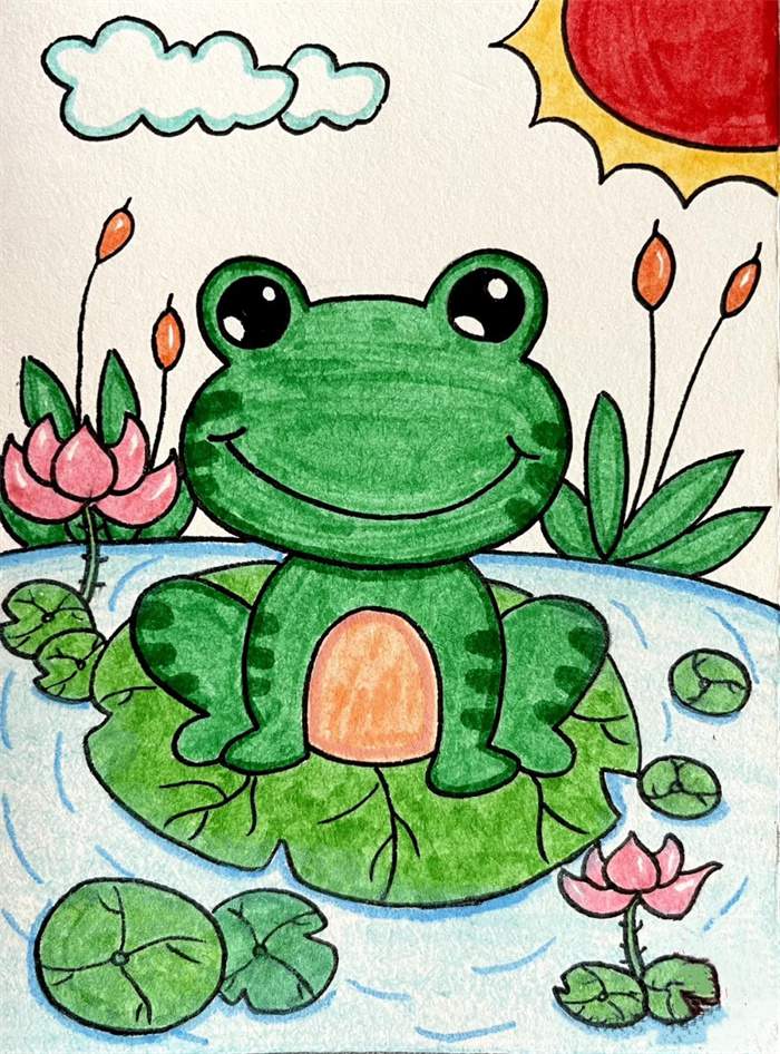 池塘里的青蛙简笔画图片教程简单