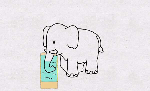 儿童睡前小故事：跑完步喝水的小象