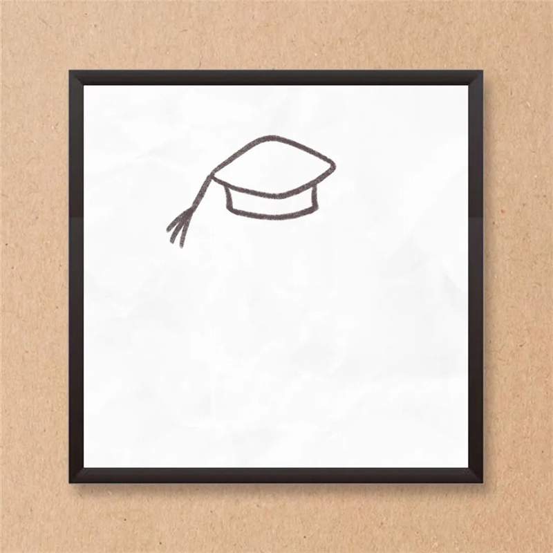 毕业季幼儿园带博士帽的小女孩简笔画