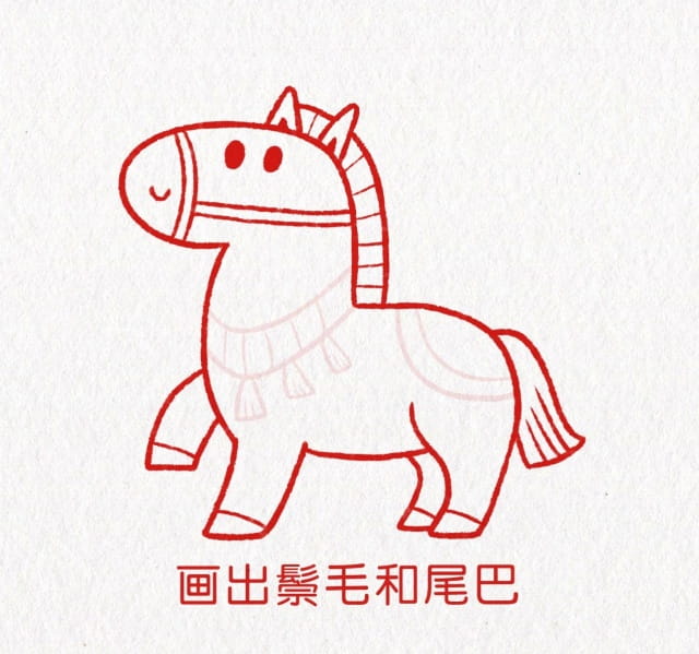 马年新年简笔画,马上有钱