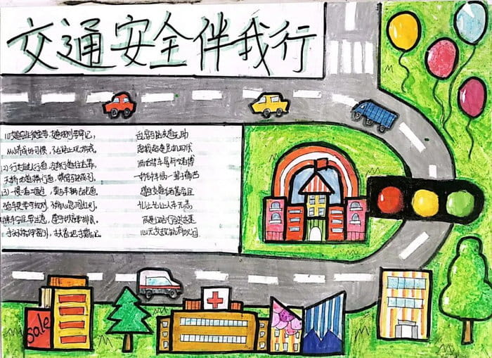 初一安全伴我行手抄报图片