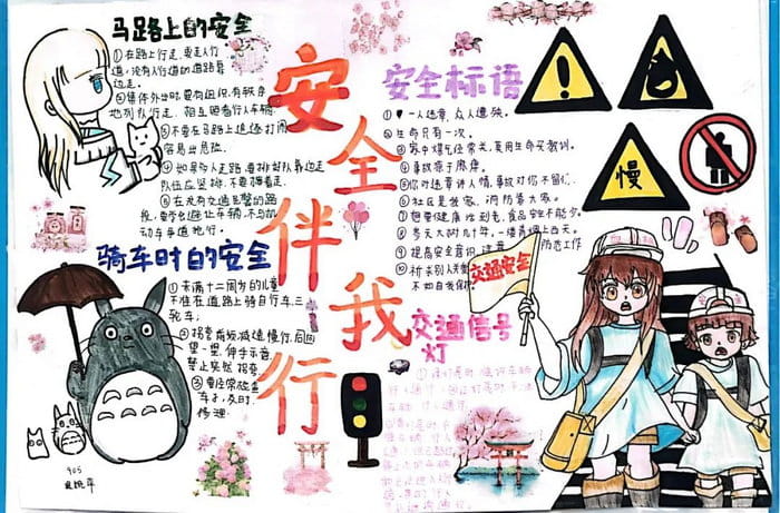 初一安全伴我行手抄报图片