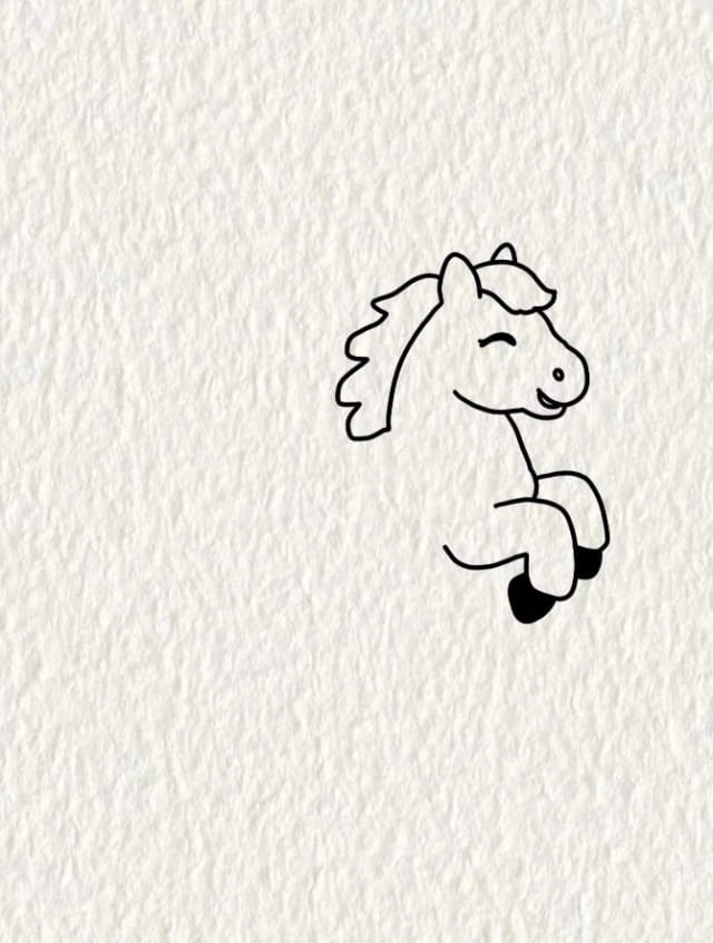 马年画跳起的小马简笔画图片教程