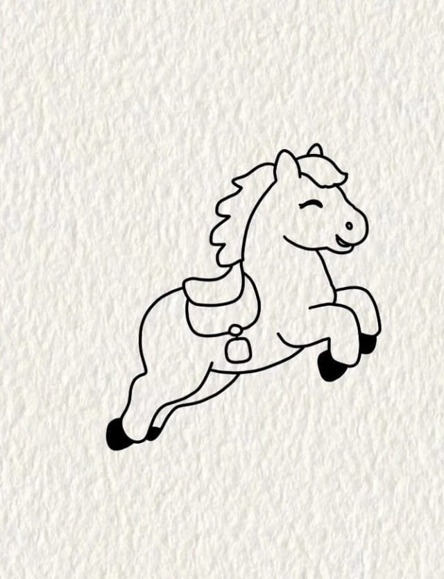 马年画跳起的小马简笔画图片教程