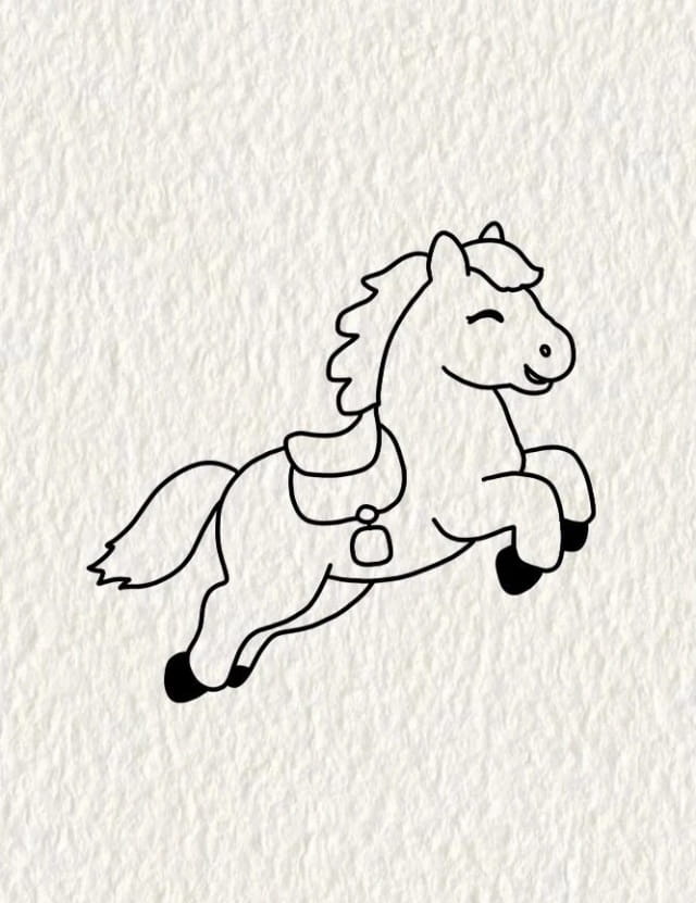 马年画跳起的小马简笔画图片教程