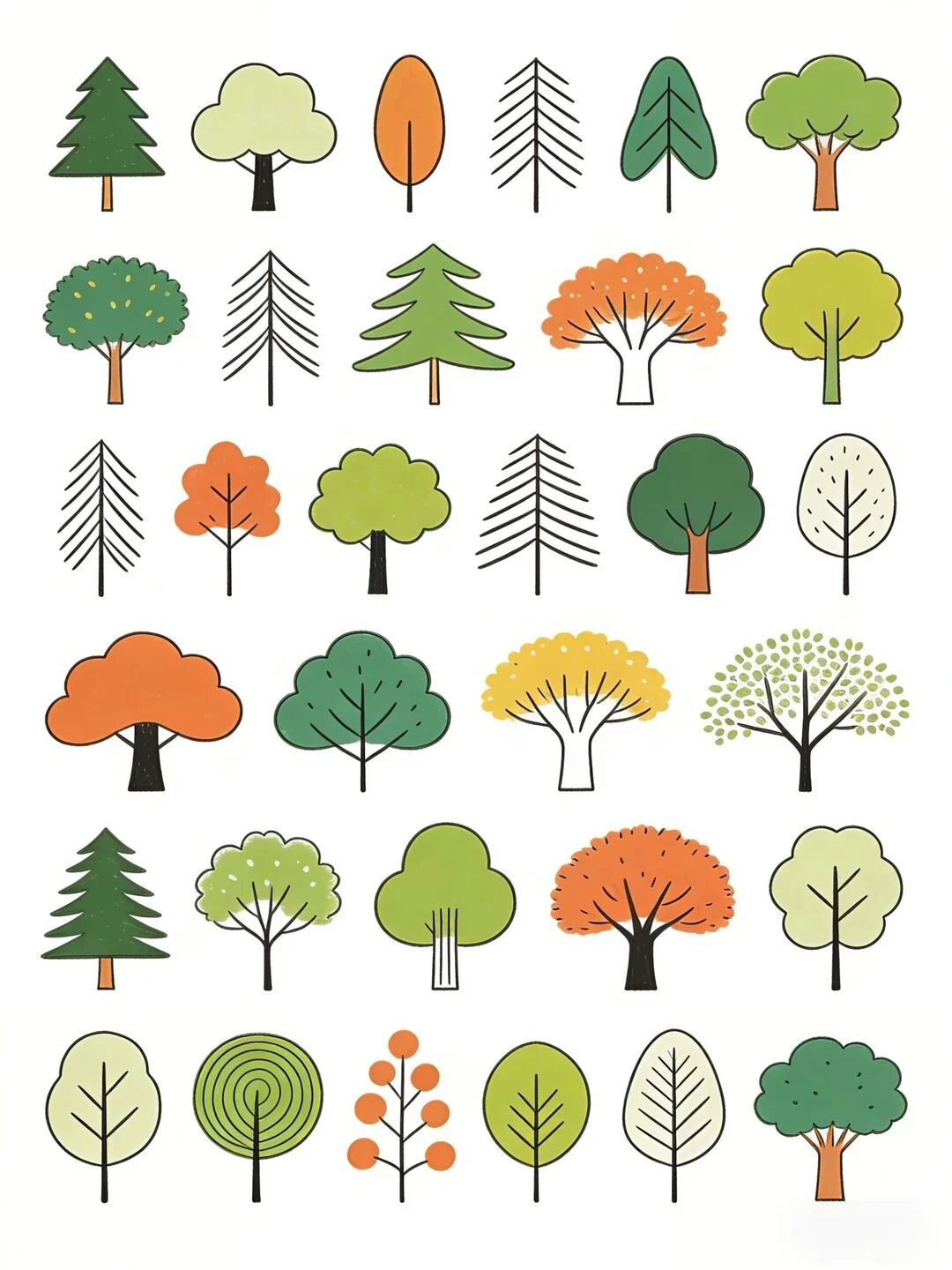 各种各样的树儿童简笔画插画简单