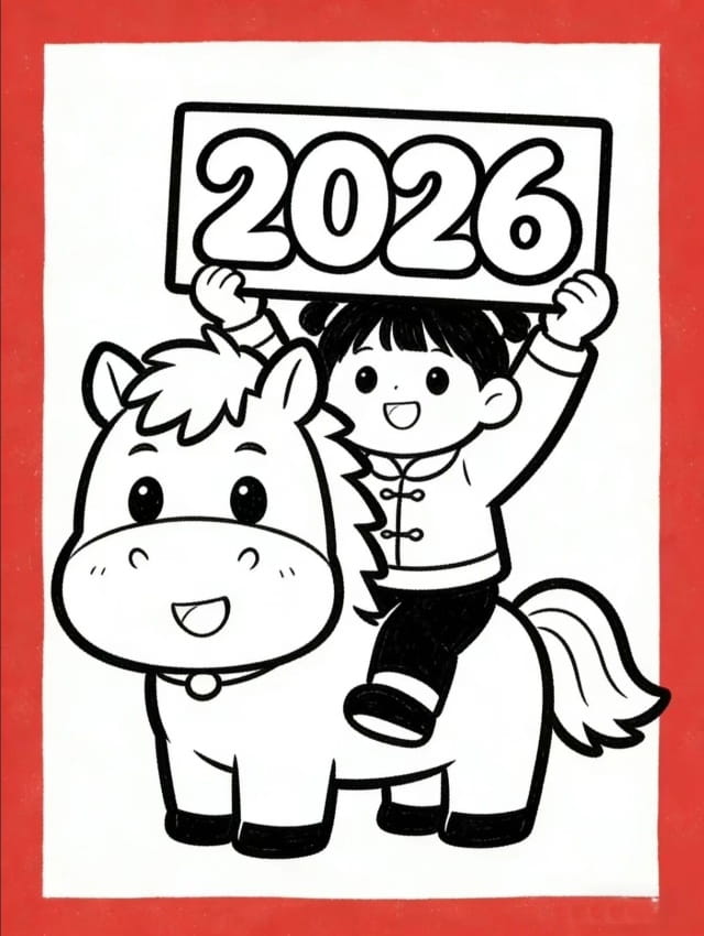 2026马年画小马简笔画
