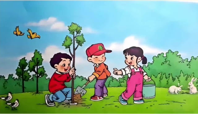 植树节二年级看图写话